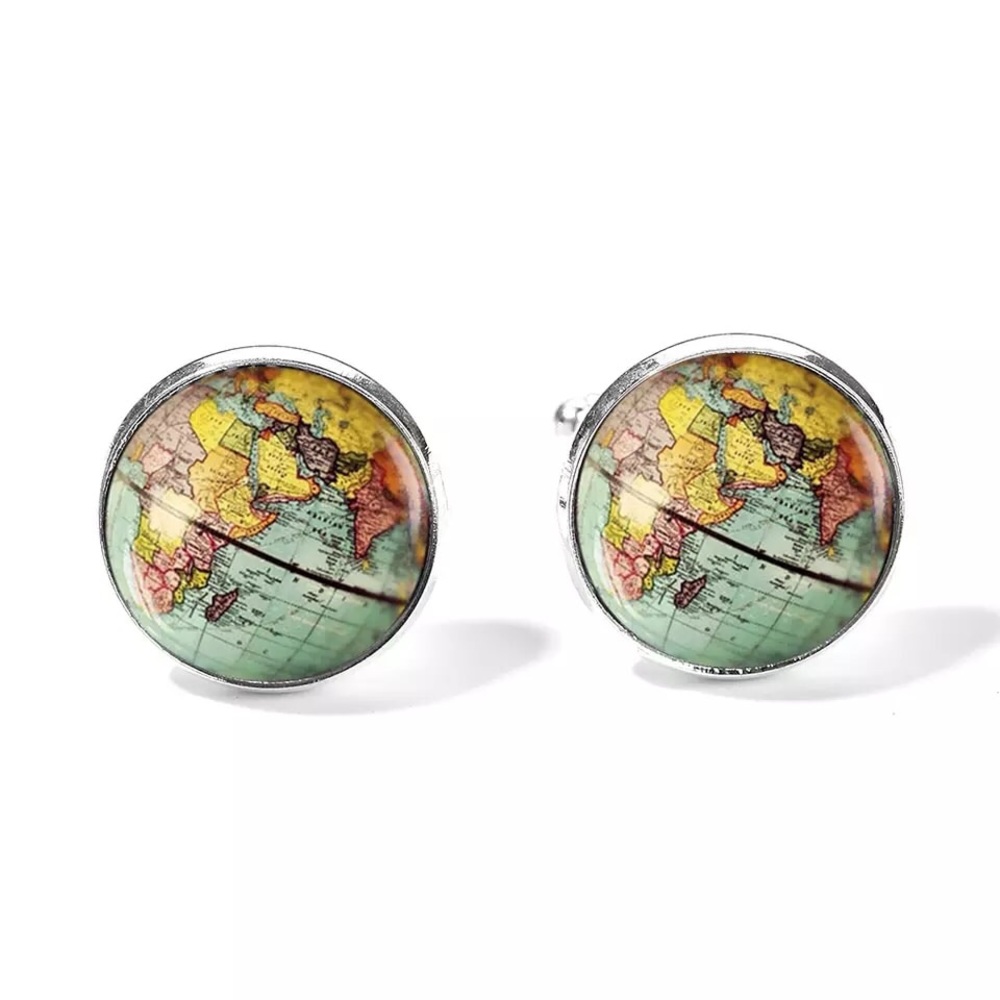 World Globe Map Cufflink Set